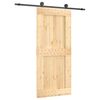 vidaXL Drsna vrata Naravna in črna 90 x 210 cm Masiven borov les