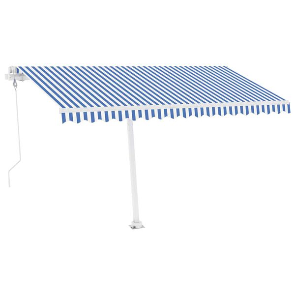 vidaXL Prostostoječa avtomatska tenda 400x300 cm modra/bela
