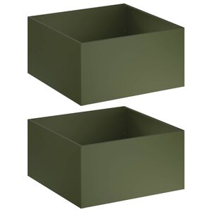 vidaXL Vrtni lonček 2 kos Olivno zelena 60 x 60 x 40 cm Mlinjeni jeklo