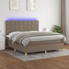vidaXL Box spring postelja z vzmetnico LED taupe 160x200 cm blago