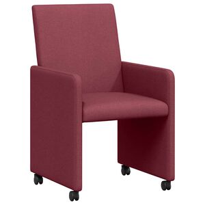 vidaXL Jedilni stoli s kolesi 2 kos blago vinsko rdeča 57 x 66 x 94 cm