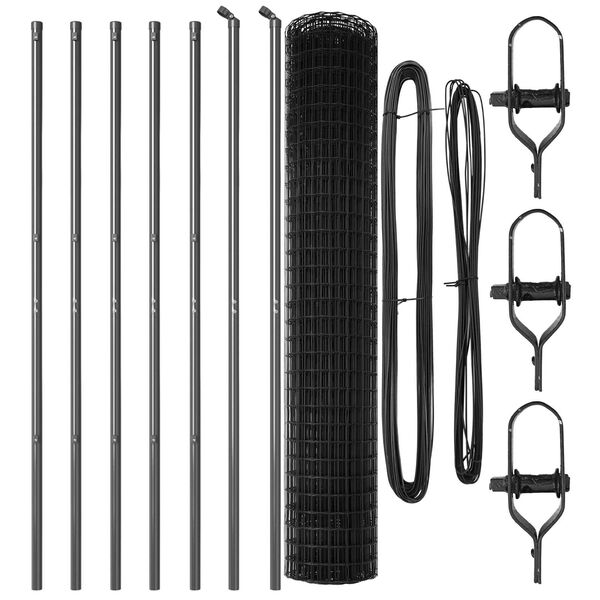 vidaXL Ograja s stebrom Siva 1,6 x 10 m Jeklo in PVC