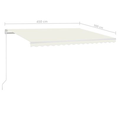vidaXL Ročno zložljiva tenda 450x300 cm krem