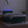 vidaXL Box spring postelja z vzmetnico LED tem. zelena 100x200cm žamet
