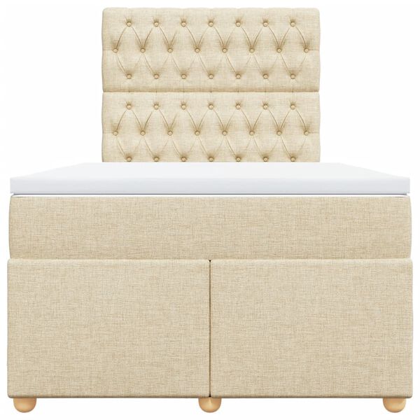 vidaXL Box spring postelja z vzmetnico krem 120x190 cm blago