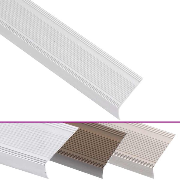 vidaXL Obrobe za stopnice L-oblike 15 kosov aluminij 90 cm srebrne