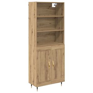 vidaXL Visok predalnik Umetni hrast 69,5 x 34 x 180 cm Inženirski les