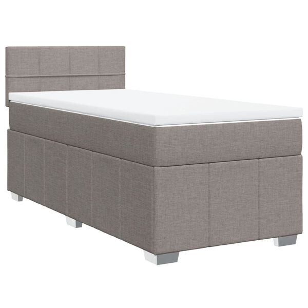 vidaXL Box spring postelja z vzmetnico taupe 90x200 cm blago