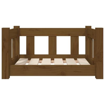vidaXL Pasja postelja medeno rjavo 55,5x45,5x28 cm trdna borovina