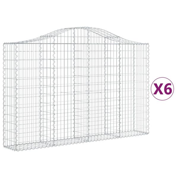 vidaXL Obokane gabion ko&scaron;are 6 kosov 200x30x120/140cm pocinkano železo