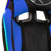 vidaXL Racing stol z RGB LED lučkami modro in črno umetno usnje