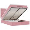 vidaXL Otomanska postelja z vzmetnicami & LEDs roza 140x190cm žamet