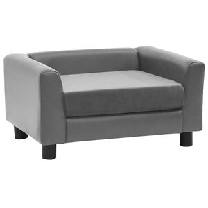 vidaXL Pasji kavč siv 60x43x30 cm iz pli&scaron;a in umetnega usnja