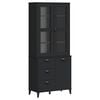 vidaXL Visoka omara VIKEN črna 80x40x190 cm trdna borovina