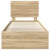 vidaXL Konstrukcija postelje z vzglavjem Sonoma hrast 75 x 190 cm