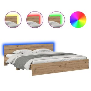 vidaXL Konstrukcija postelje Umetni hrast 180 x 200 cm Konstruiran les