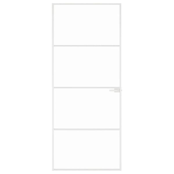 vidaXL Notranja vrata bela 83x201,5 cm kaljeno steklo aluminij tanka