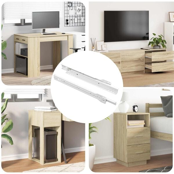 vidaXL Drsni mehanizem za predal 2 pcs Bela 250 mm Jeklo