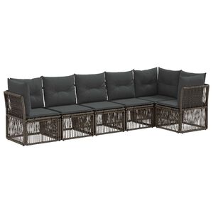 vidaXL Vrtna sedežna garnitura 6 pcs Siva poli ratan