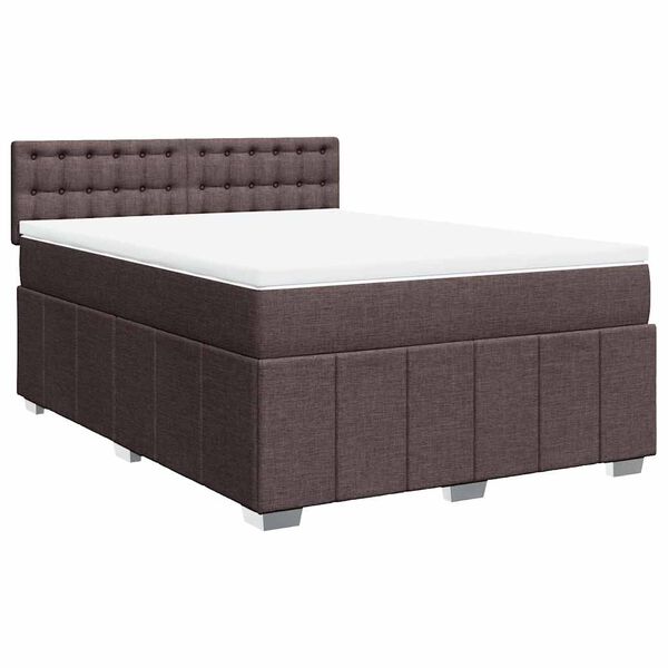 vidaXL Box spring postelja z vzmetnico temno rjav 140x190 cm blago