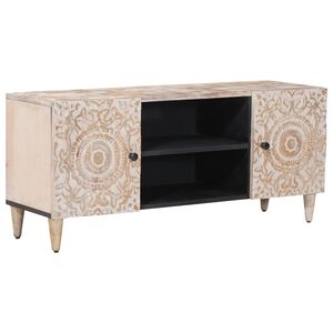 vidaXL TV omarica Bela 105 x 33,5 x 46 cm Masiven les manga