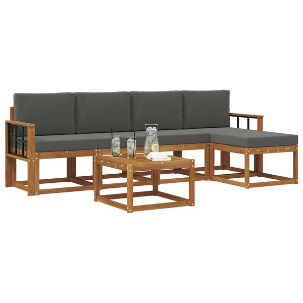 vidaXL Zunanja garnitura za sedenje 6 pcs Naravna in antracitna