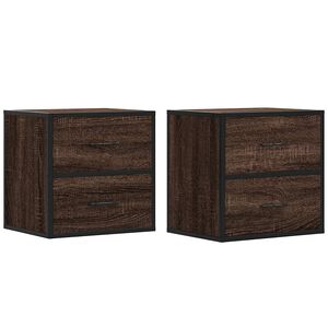 vidaXL Stenska nočna omarica 2 kosa rjavi hrast 40x31x39,5 cm