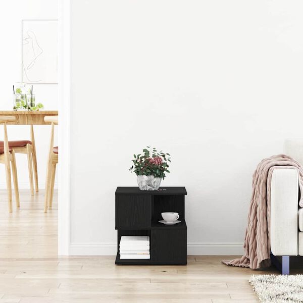 vidaXL Stranska miza Črna Orehovina 30 x 30 x 55 cm Konstruiran les