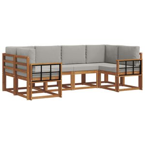 vidaXL Zunanja garnitura za sedenje 6 pcs Naravna in svetlo siva