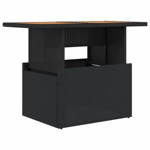 vidaXL Vrtna miza črna 100x55x73 cm poli ratan in akacijev les