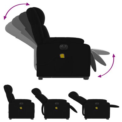 vidaXL Električni masažni naslanjač s funkcijo vstajanja črn
