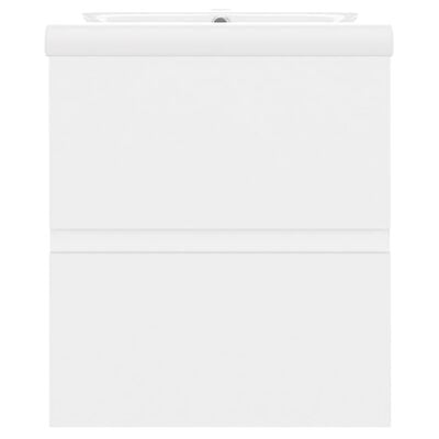 vidaXL Omarica za umivalnik z vgradnim umivalnikom bela iverna plošča