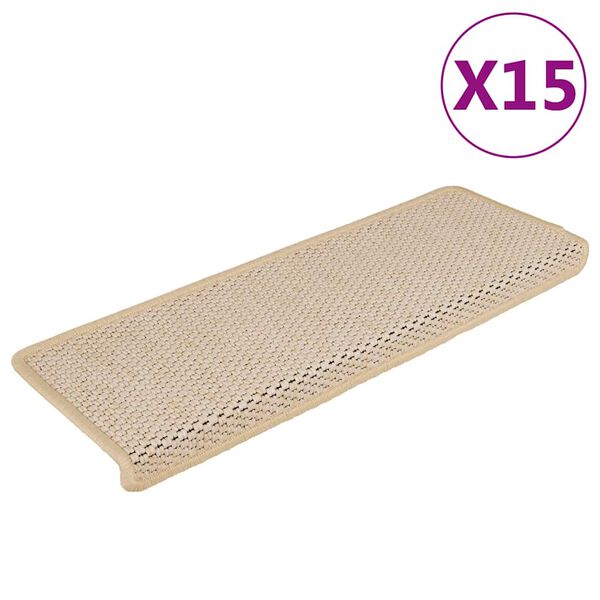 vidaXL Samolepilne preproge za stopnice sisal 15 kosov 65x21x4 cm Berber