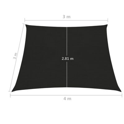 vidaXL Senčno jadro 160 g/m² črno 3/4x3 m HDPE