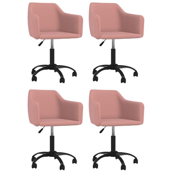 vidaXL Vrtljivi jedilni stoli 4 kosi roza žamet