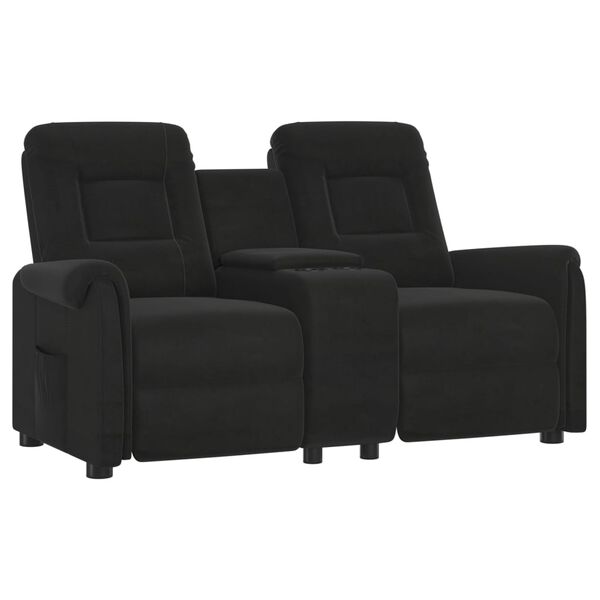 vidaXL Masažni dvosed z držali za skodelico črn