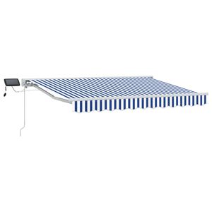 vidaXL Ročno senčilo s LED-ji Modra in bela 2,5 x 2 m