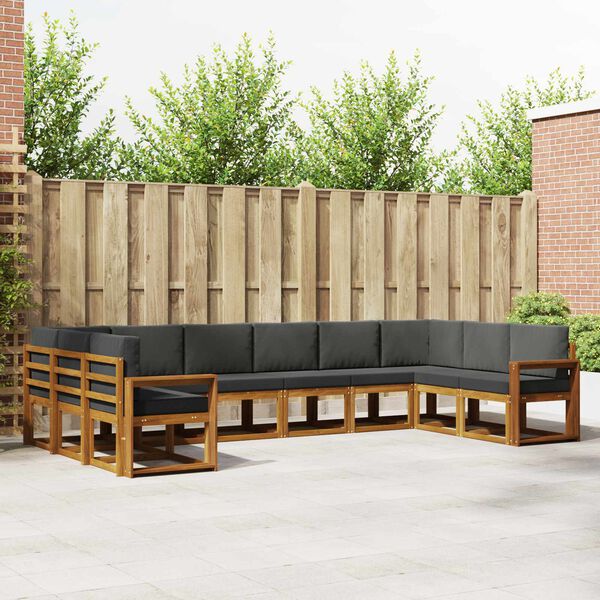 vidaXL Zunanja garnitura za sedenje 10 pcs Naravna in antracitna