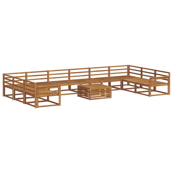 vidaXL Zunanja garnitura za sedenje 11 pcs Naravna Masiven les akacije