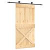 vidaXL Drsna vrata Naravna in črna 100 x 210 cm Masiven borov les