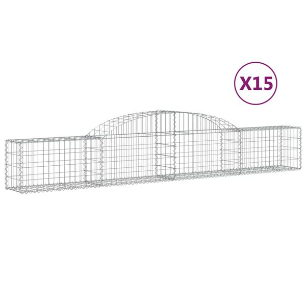 vidaXL Obokane gabion košare 15 kosi 300x30x40/60 cm pocinkano železo