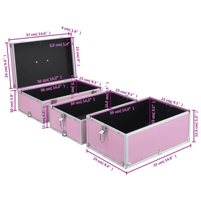 vidaXL Kovček za ličila 37x24x40 cm roza aluminij