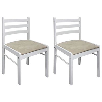 vidaXL Jedilni stoli 2 kosa beli iz trdnega kavčukovca in žameta