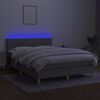 vidaXL Box spring postelja z vzmetnico LED sv. siva 140x200 cm blago