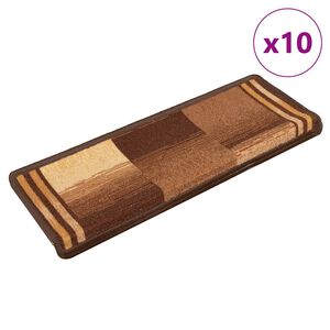 vidaXL Samolepilne preproge za stopnice 10 kosov 65x21x4 cm rjave
