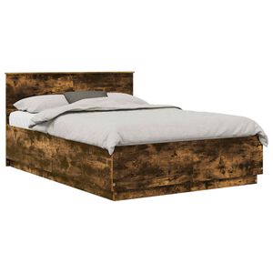 vidaXL Konstrukcija postelje Dimljen hrast 150 x 200 cm Inženirski les