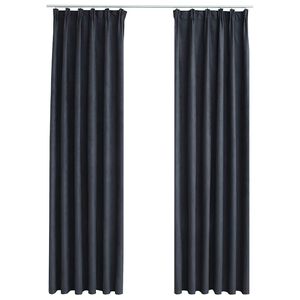 vidaXL Zatemnitvene zavese z obe&scaron;ali 2 kosa antracitne 140x175 cm
