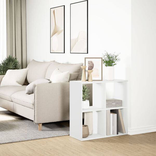 vidaXL Pregradna stena za knjige bela 69,5x29x69,5 cm inženirski les