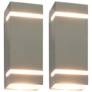 vidaXL Zunanje stenske svetilke 2 kosa 35 W srebrne pravokotne