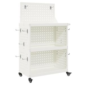 vidaXL Vozik za orodje s polico Bela 65 x 35 x 111 cm Mlinjeni jeklo